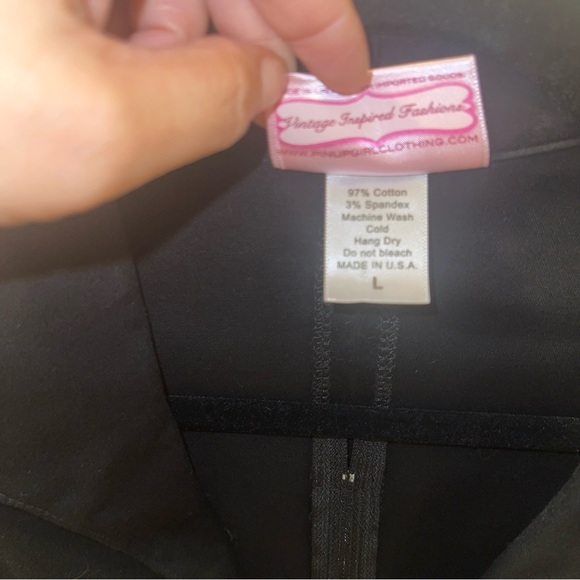 Pinup Couture Lauren Blouse in Black Sateen, Sz L - Picture 5 of 6